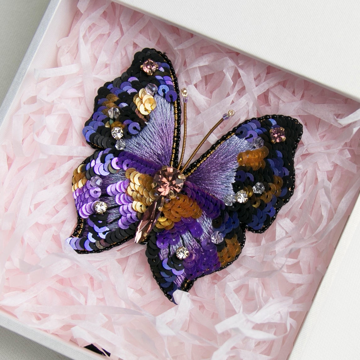 Sewing Needles Embroidery Brooch Craft Kits-Purple Butterfly