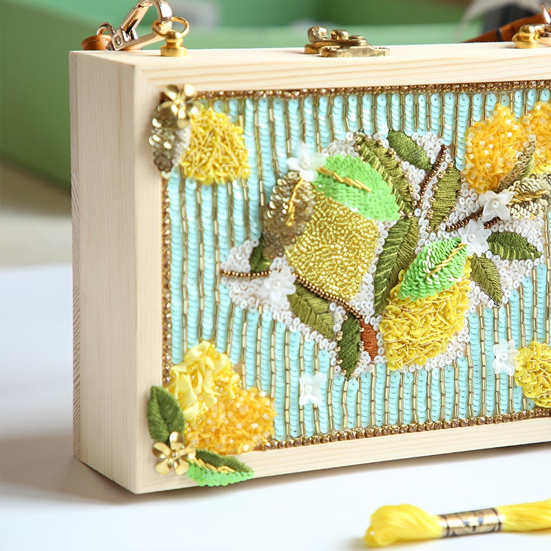 Tambour Embroidery Craft Kits-Lemon Wood Bag