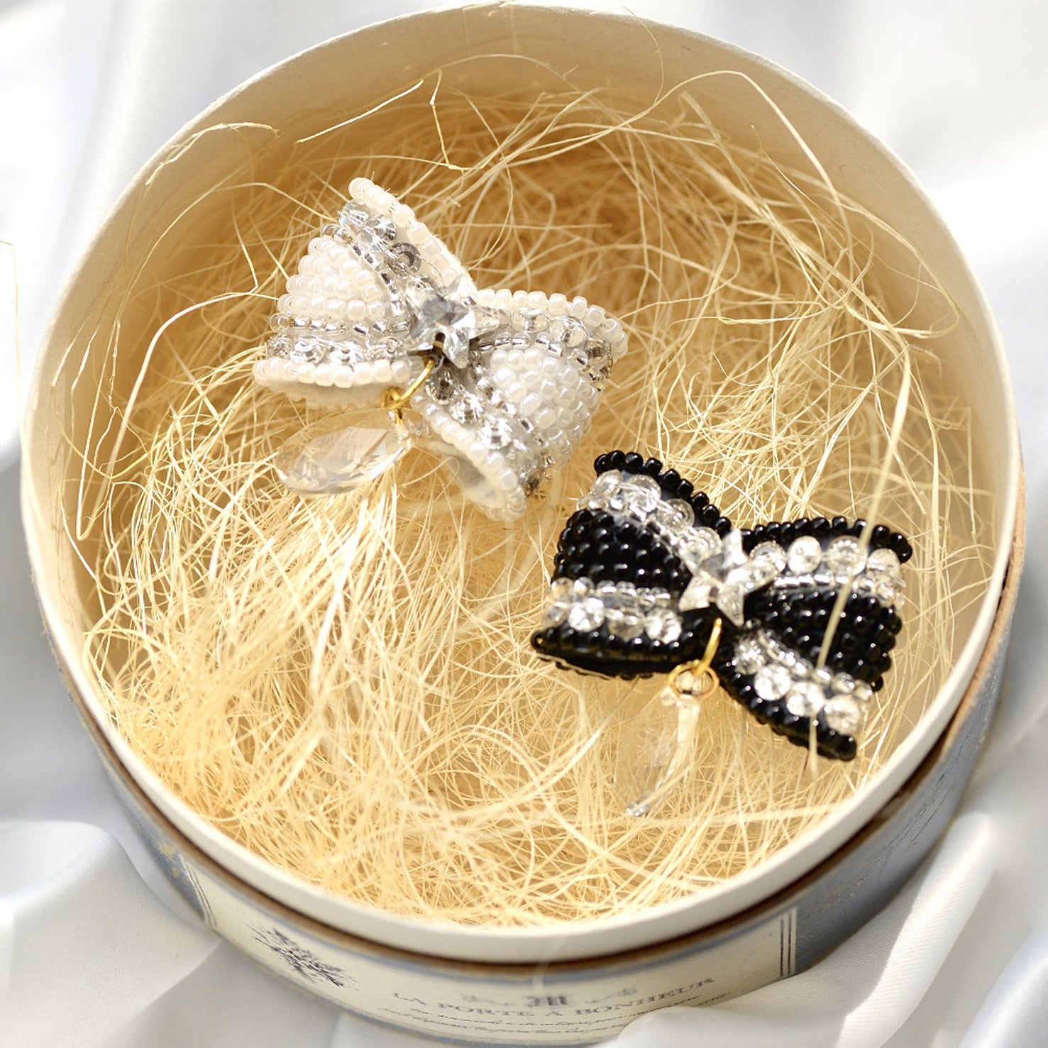 Tambour Embroidery Craft Kits-Black Bow Earrings