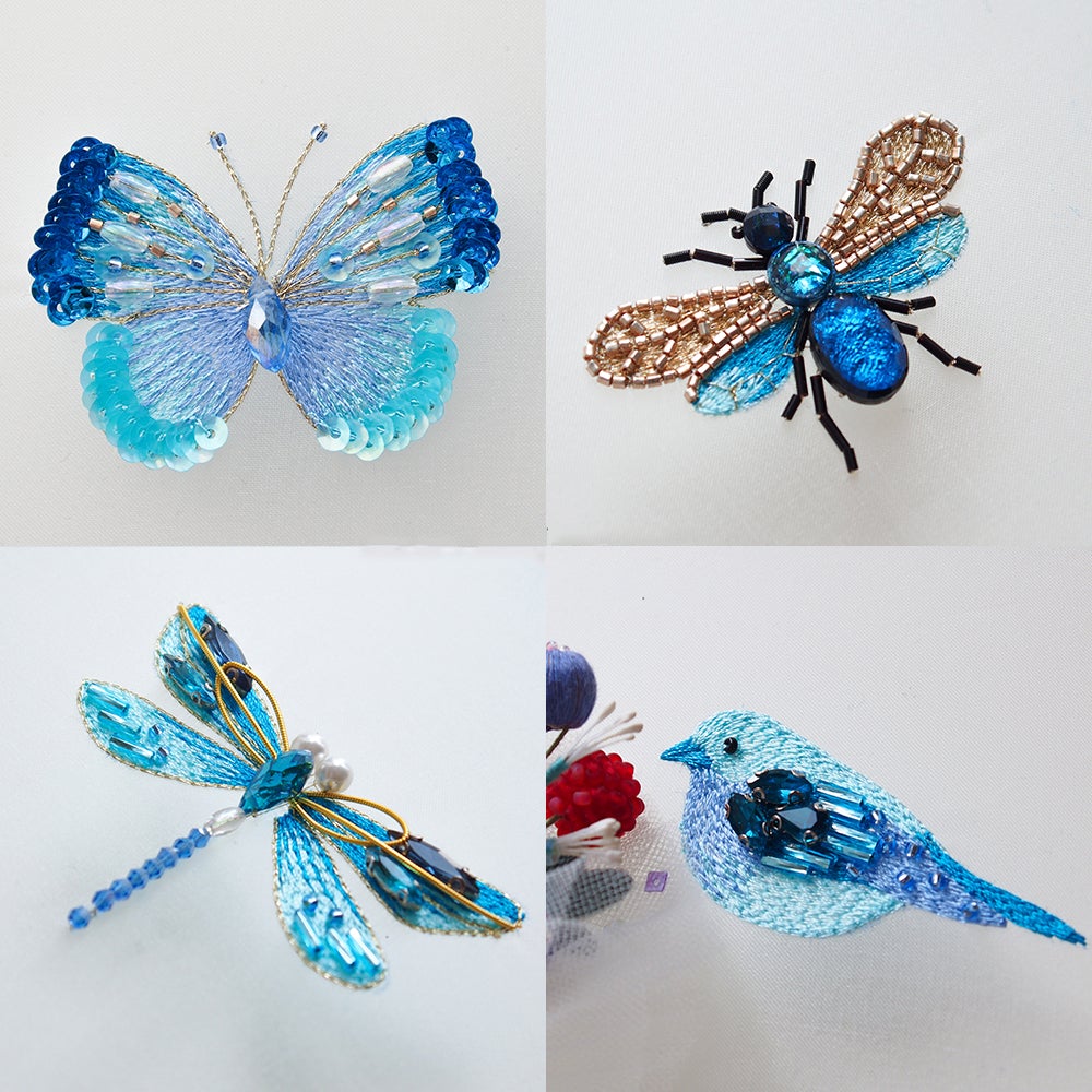 Tambour Embroidery Brooch Craft Kits-Insect 4pcs